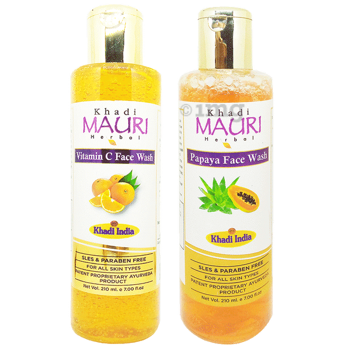 Khadi Mauri Herbal  Papaya & Vitamin C Face Wash (210ml Each)