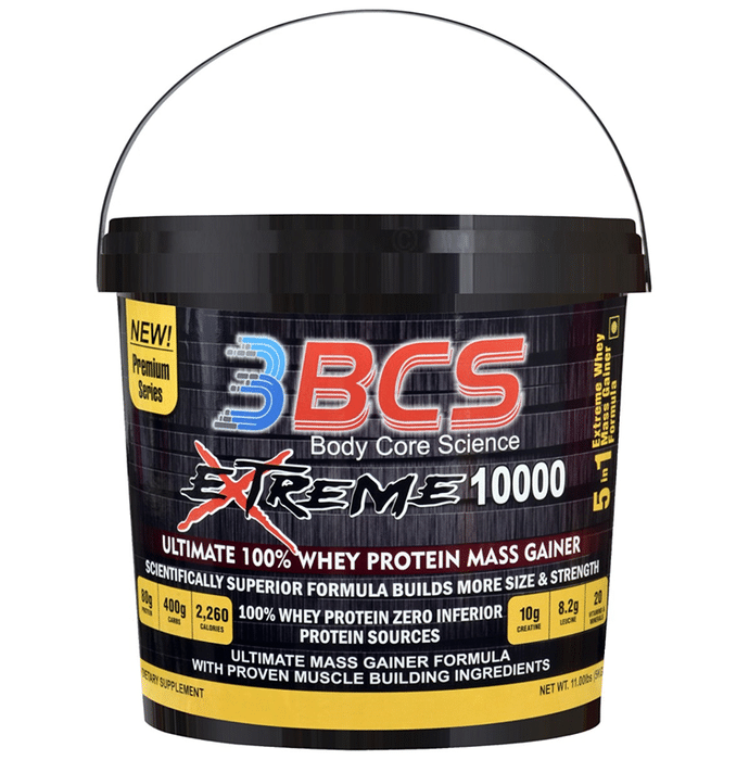 Body Core Science 3 BCS Extreme 10000 Whey Protein Mass Gainer Powder Cream and Cookie