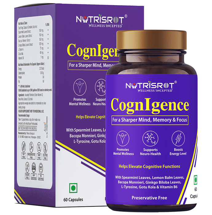 Nutrisrot CognIgence Brain Booster Supplement for Sharper Mind, Memory & Cognitive Functions