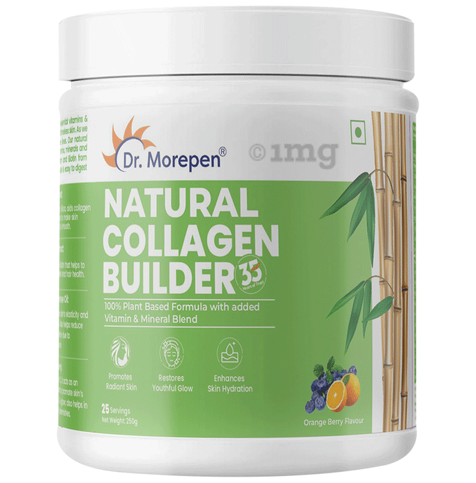 Dr. Morepen Natural Collagen Builder with Biotin & Vitamin C | For Skin, Hair, Nails | Flavour Orange & Berry