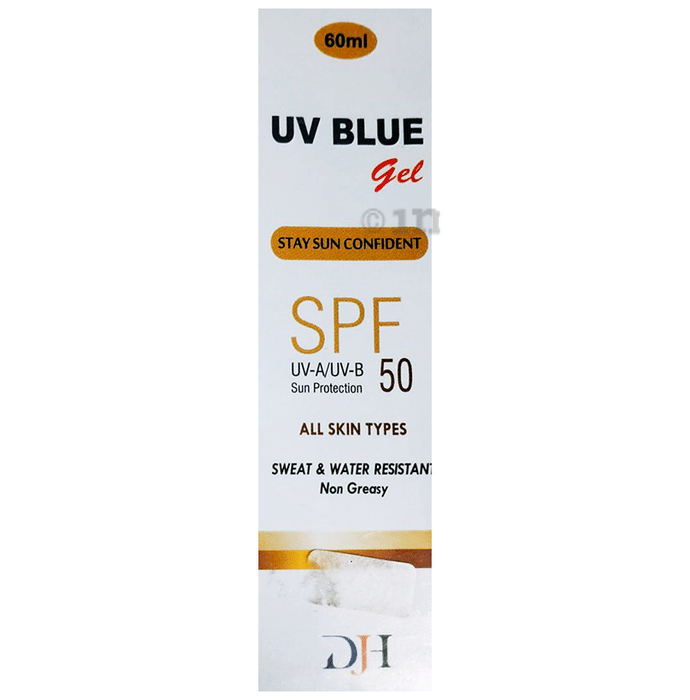UV Blue SPF 50 Sun Protection Sunscreen | Non Greasy, Sweat & Water Resistant Gel