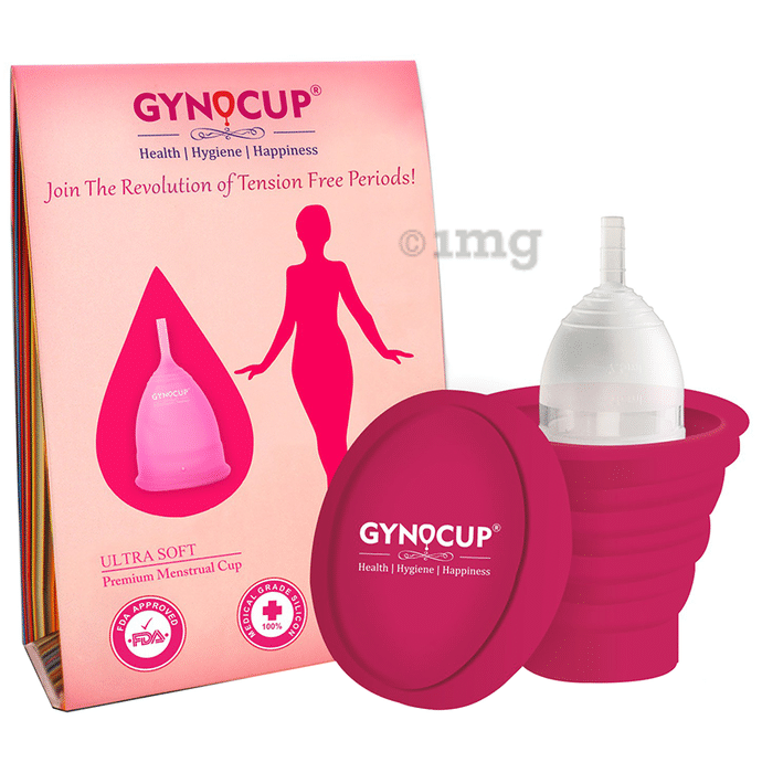 Gynocup Combo Pack of Reusable Menstrual Cup for Women (Medium)  & Menstrual Cup Sterilizer Container Transparent