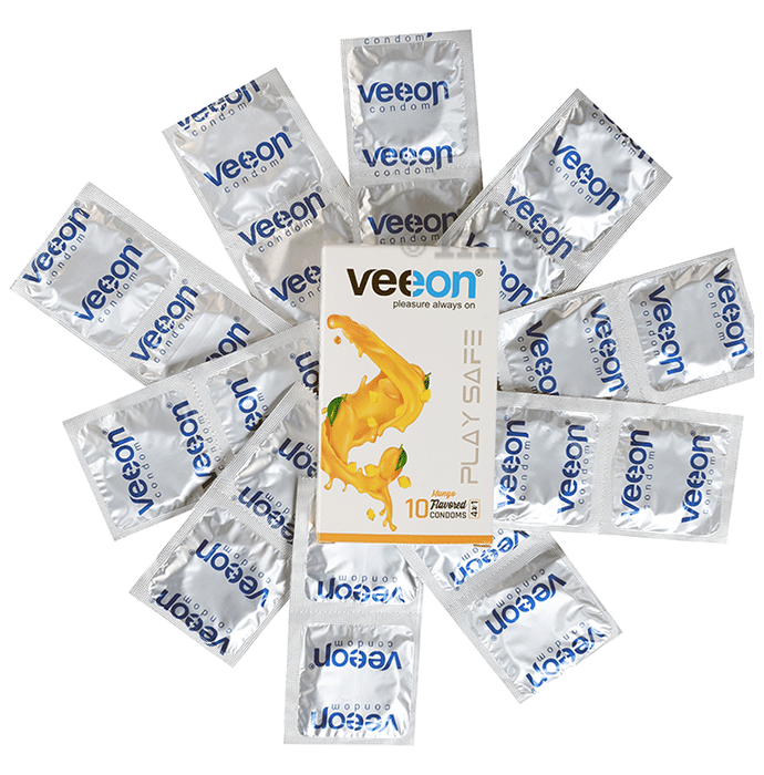 Veeon Play Safe Flavoured Condom (10 Each) Mango