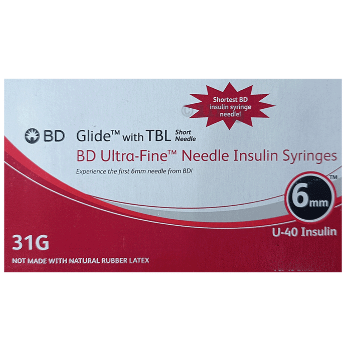 BD Glide with TBL Ultra-Fine Needle Insulin Syringes U40 31G 6mm | Diabetes Monitoring Devices