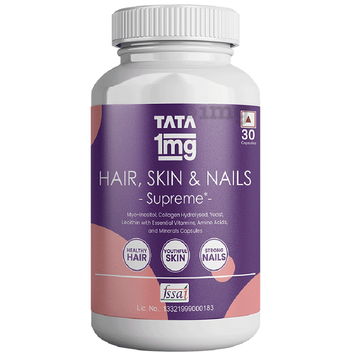 Tata 1mg Hair, Skin & Nails Supreme Biotin Capsule with Collagen, Zinc, Iron and Vitamin B