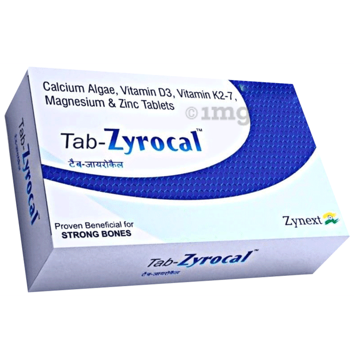 Zyrocal Algae Calcium Vitamin D3 Vitamin K2 Magnesium Zinc ,Plant Based Calcium Supplement,Bone Health Supplement Tablet