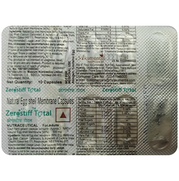 Zerostiff Total Natural Eggshell Membrane Protein Capsule