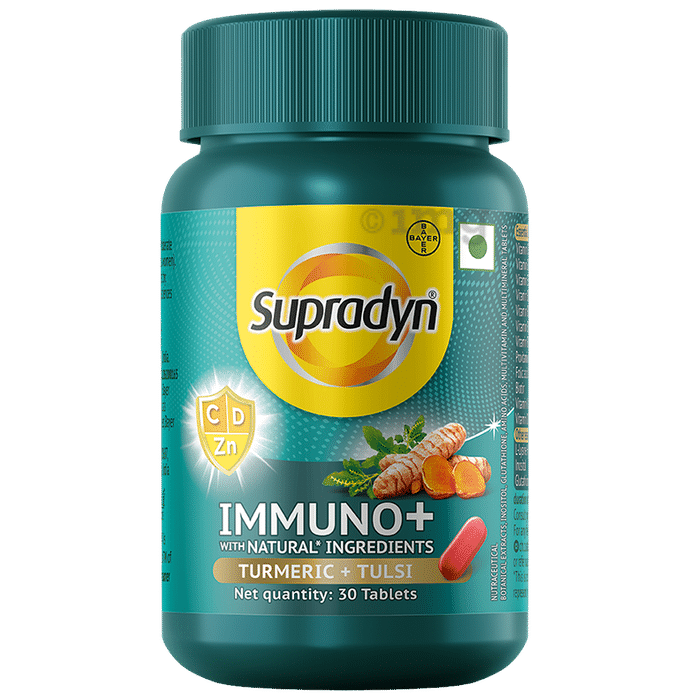 Supradyn Immuno+ Multivitamin with Turmeric & Tulsi | Tablet for Energy & Immunity