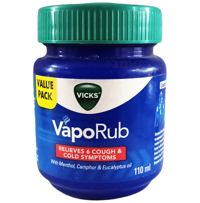 Vicks Vaporub Balm with Menthol, Camphor & Eucalyptus Oil | Relieves 6 Symptoms of Cough & Cold | Goodness of Ayurveda