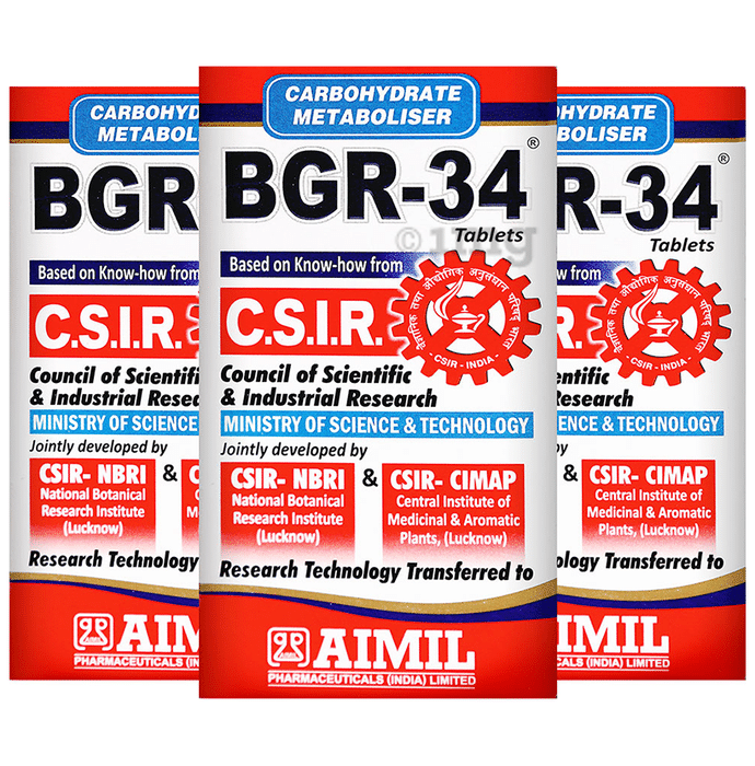 Bgr 34 Tablet Carbohydrate Metaboliser R&D by CSIR (100 Each)