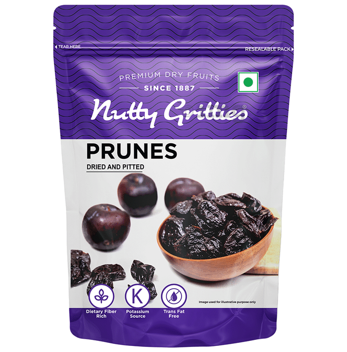Nutty Gritties Prunes Dried & Pitted | High in Potassium, Fibre & Energy