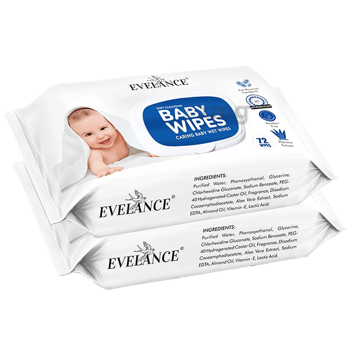 Evelance Soft Cleansing Baby Wipes with Lid (72 Each)