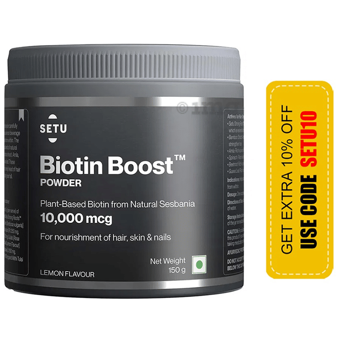 Setu Biotin Boost Powder for Hair, Skin & Nails Lemon Buy jar of 150.0