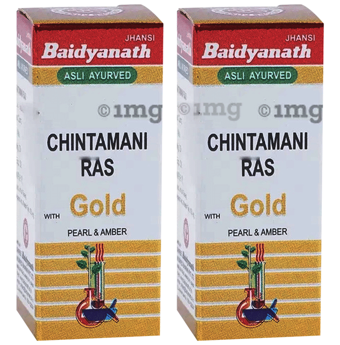 Baidyanath (Jhansi) hintamani Ras with Gold Pearl & Amber (10 Each)