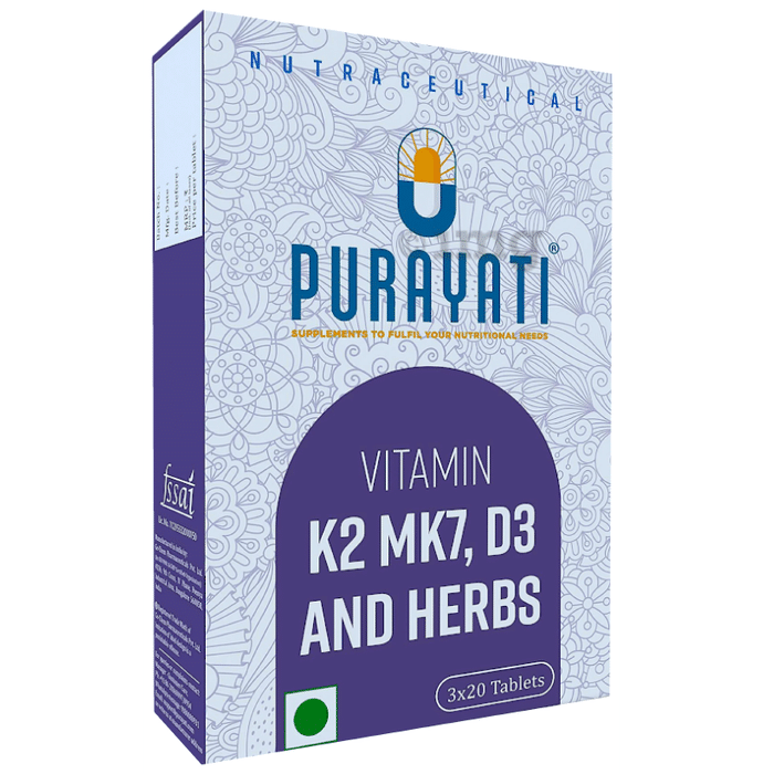 Purayati Vitamin K2 MK7, D3 and Herbs Tablet