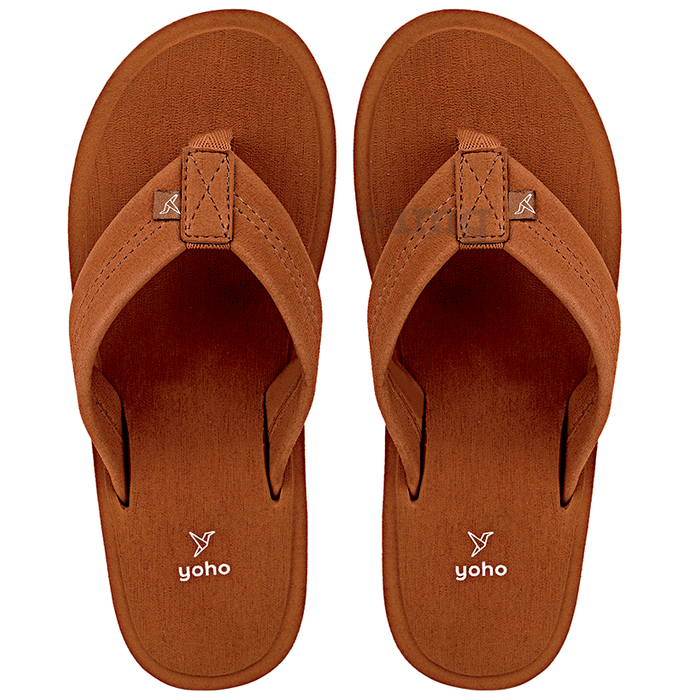 Yoho Lifestyle Ortho Soft Comfortable and Stylish Flip Flop Slippers for Men Earthy Tan 7