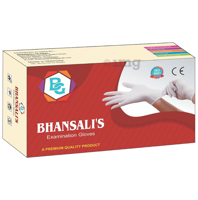 Bhansali Disposable Latex Examination Hand Glove Large