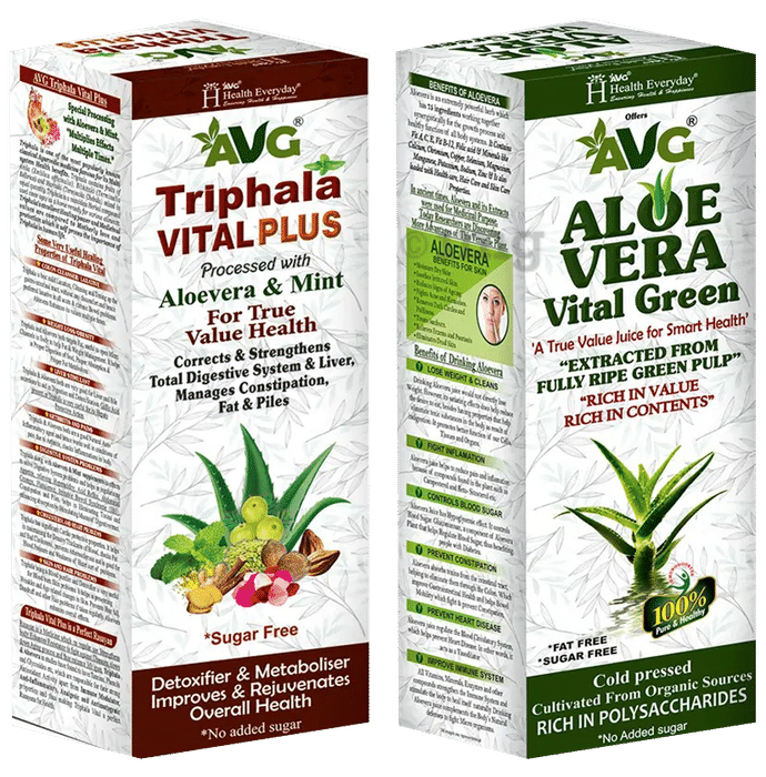 AVG Combo Pack of Aloevera Vital Green & Triphala Vital Plus (1000ml Each)