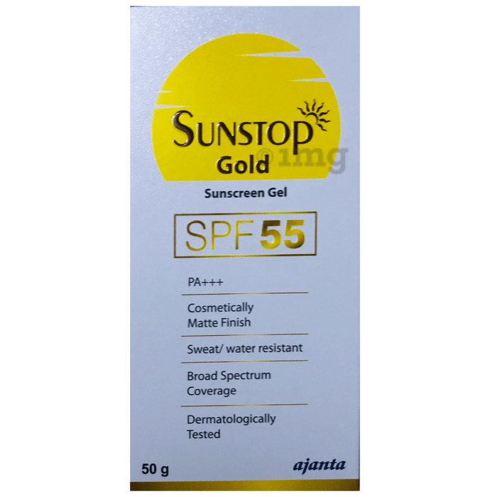 Sunstop Gold Sunscreen Gel SPF 55 PA+++ | Matte-Finish & Sweat/Water-Resistant