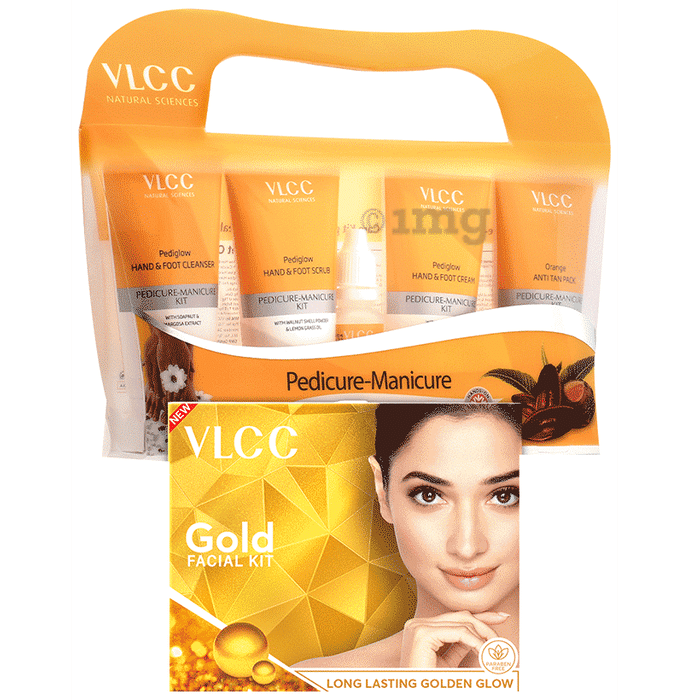 VLCC Combo Pack of Manicure Pedicure Kit (210gm) & Gold Facial Kit (60gm)