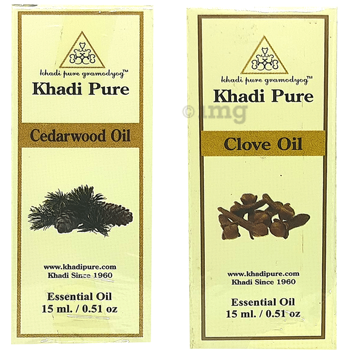 Khadi Pure Combo Pack of Cedarwood Oil & Clove Oil (15ml Each)