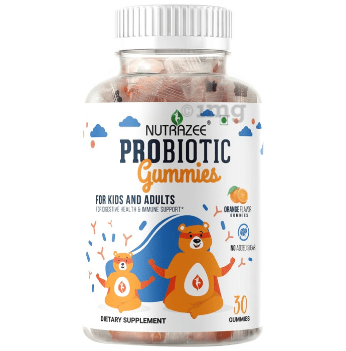 Nutrazee Probiotic Gummies for Kids and Adults No Added Sugar Orange