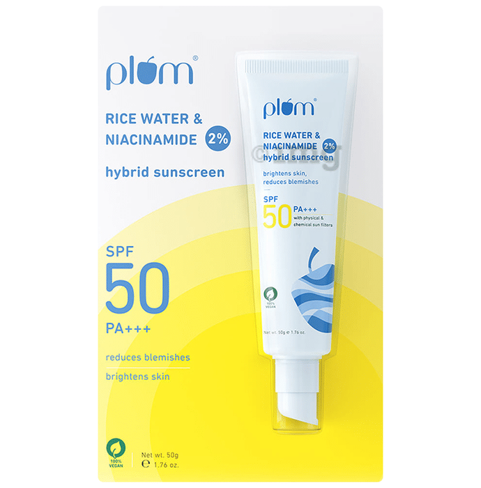Plum 2% Niacinamide & Rice Water Hybrid Face Sunscreen SPF 50 PA+++