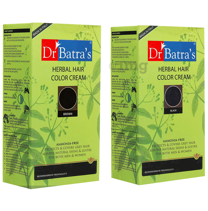 Dr Batra's Combo Pack of Herbal Hair Color Cream Black and Brown (130gm Each)