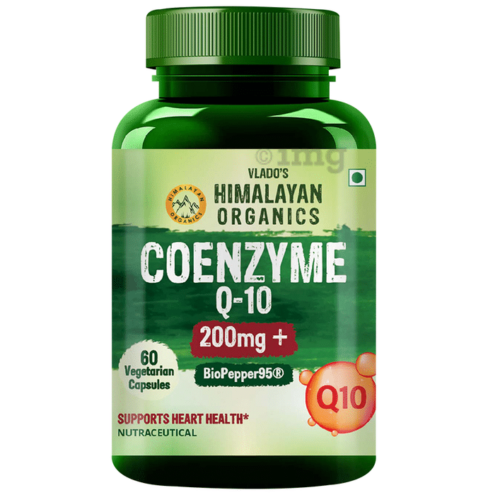 Vlado's Himalayan Organics Coenzyme Q 10 200mg+ with BioPepper Coenzyme Q 10 Supplement Vegetarian Capsule