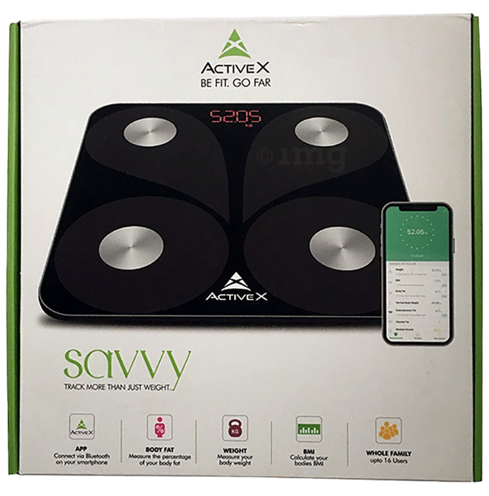 ActiveX Savvy Smart Bluetooth Body Composition Weighing Scale with Free ActiveX App & Measuring Tape