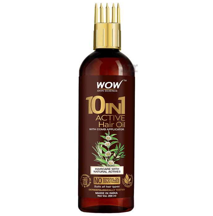 WOW Skin Science 10 in 1 Active Hair Oil with Comb Applicator