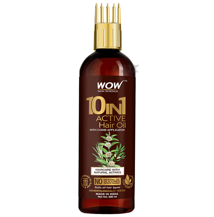 WOW Skin Science 10 in 1 Active Hair Oil with Comb Applicator