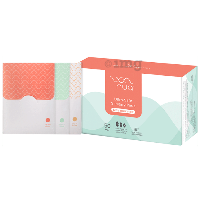 Nua Ultra Safe Assorted Pack 3 sizes XL+(12) XL(20) & L(18) Sanitary Pads For Women