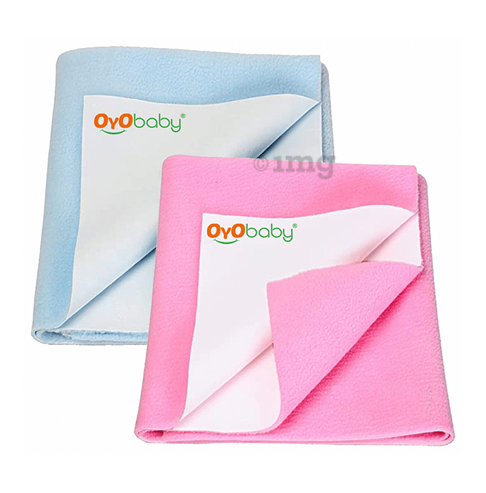 Oyo Baby Waterproof Bed Protector Dry Sheet Gifts Pack Large Pink & Blue