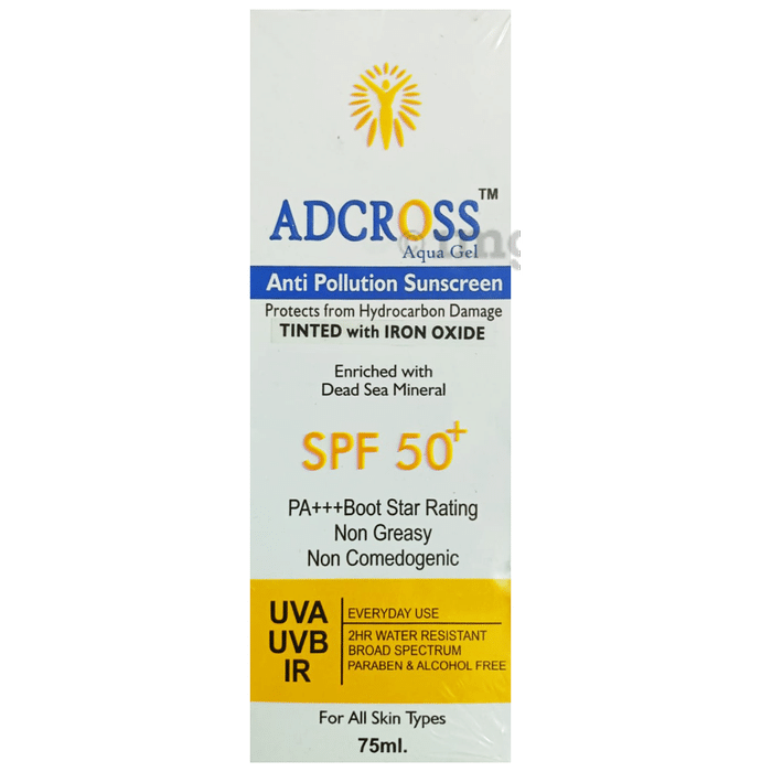 Adcross Anti-Pollution Aqua Gel SPF 50+ Sunscreen | UVA/UVB & IR Protection | Paraben-Free