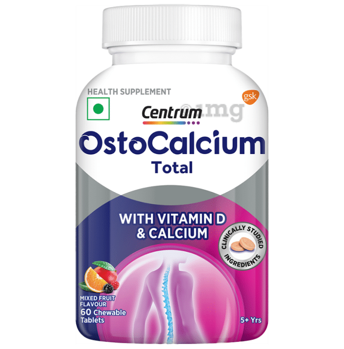 Ostocalcium Total, Vitamin D & Calcium to Support Strong Bones, Joints & Muscles (Veg) Mixed Fruit