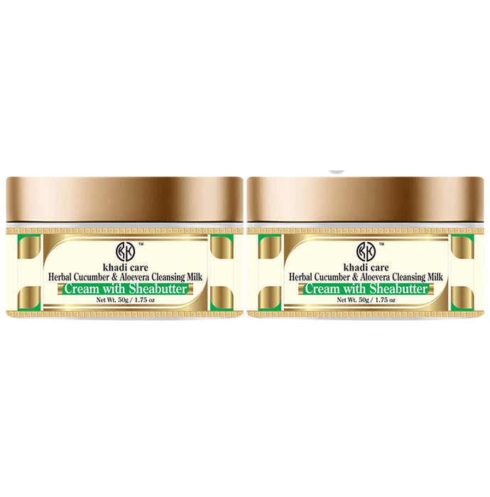Khadi Care Herbal Cucumber & Aloevera Cleansing Milk Cream with Sheabutter (50gm Each)
