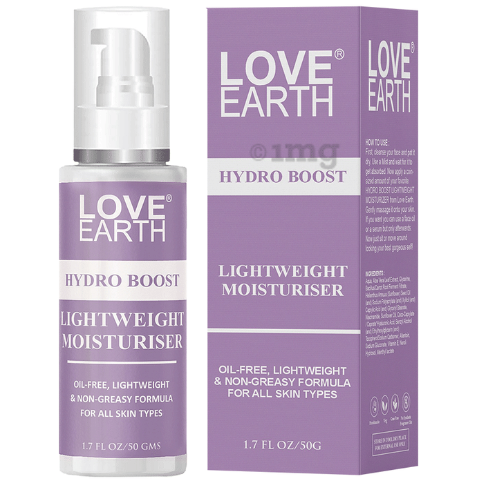 Love Earth Hydro Boost Light Weight Moisturiser Buy pump bottle of 50.
