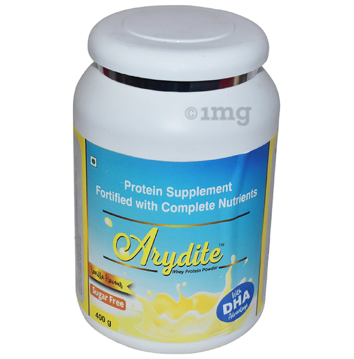 Arydite Whey Protein with DHA for Complete Nutrition | Sugar Free | Flavour Vanilla Powder