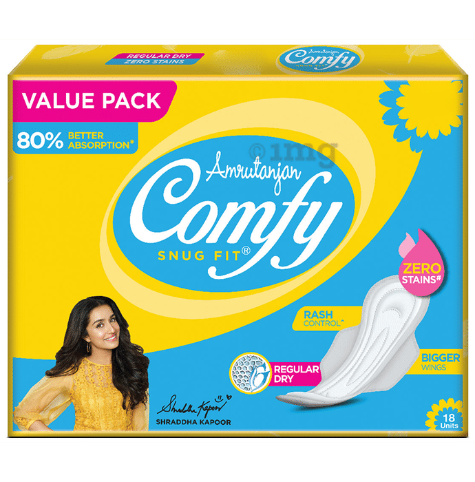 Amrutanjan Comfy Snug Fit Sanitary Pads Value Pack Regular