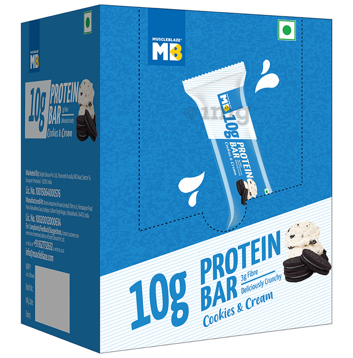 MuscleBlaze Protein 10gm Bar Cookies & Cream