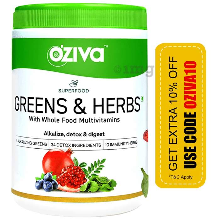 Oziva Superfood Greens & Herbs | Powder for Metabolism, Detox & Digestion