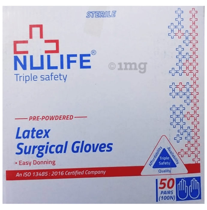 Nulife Triple Safety Latex Surgical Gloves 6.5
