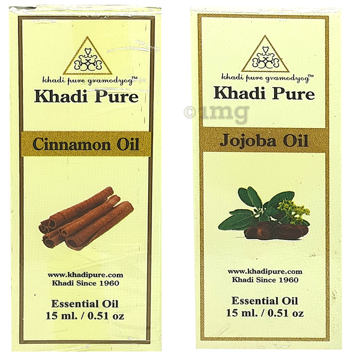 Khadi Pure Combo Pack of Cinnamon Oil & Jojoba Oil (15ml Each)