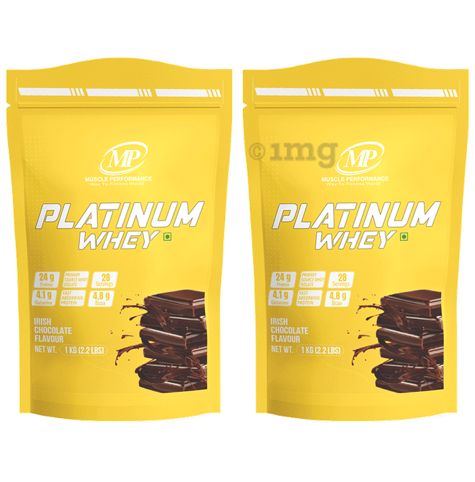 Muscle Performance Platinum Whey 28 Servings Primary Source Whey Isolate (1kg Each) Irish Chocolate