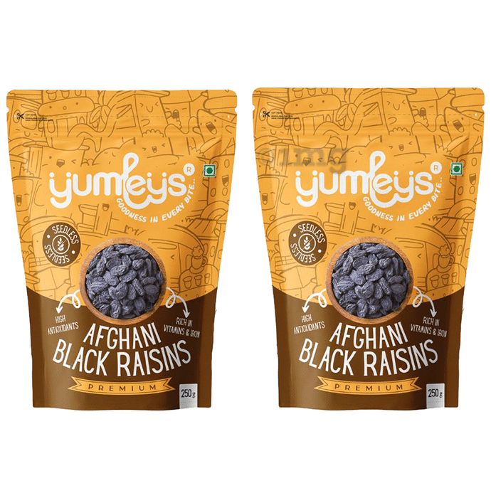 Yumleys Premium Afghani Black Raisins (250gm Each) Seedless