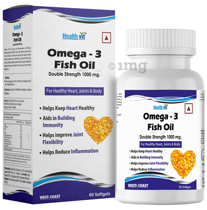HealthVit Omega-3 Fish Oil 1000mg | EPA Softgel | For Heart & Joints Health