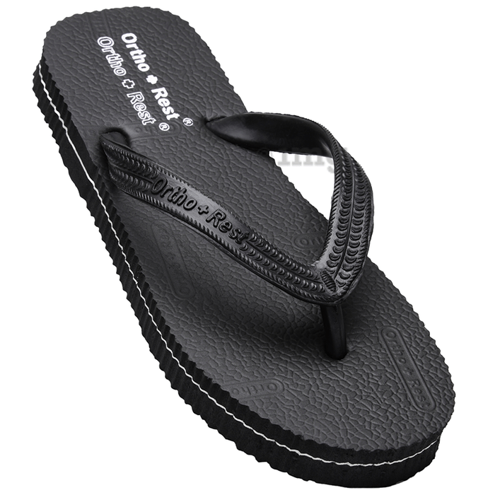 Ortho + Rest Unisex Hawaii Chappal Orthopedic Comfort, Bathroom Rubber Flip-Flops Black 11