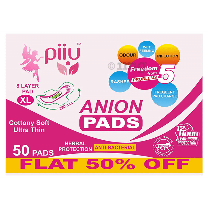 Piiu Anion Pads (50 Each) Cottony Soft Ultra Thin XL