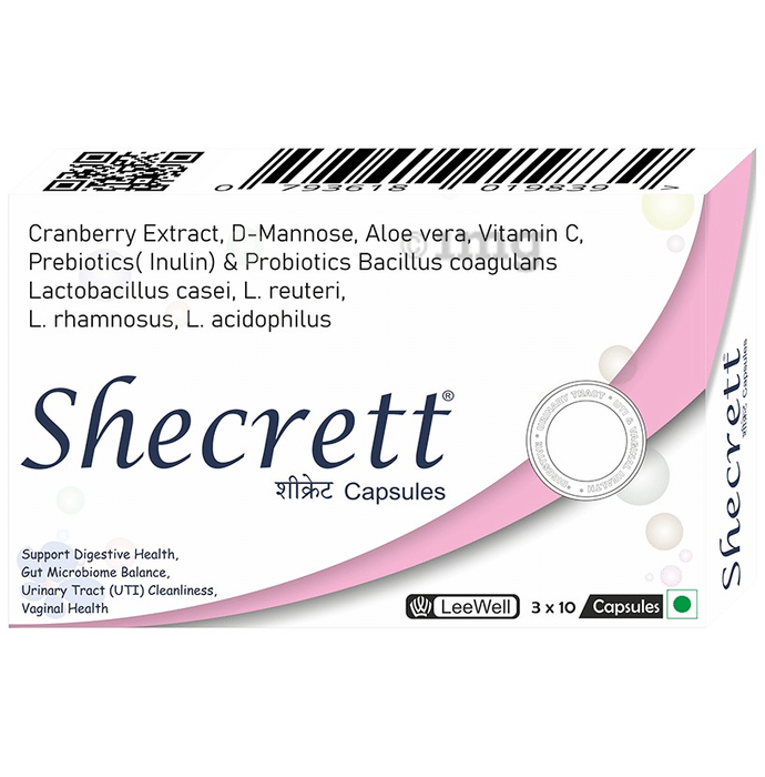 LeeWell Shecrett Cranberry extract D Mannose Lactobacillus Casei, Reuteri, Rhamnosus | UTI, Urinary Tract Care (10 Each)